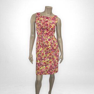 LONDON TIMES 4 Floral‎ Sleeveless Dress With Button Detail Summer Vacation Party